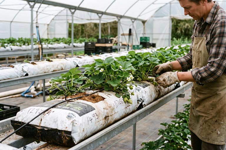 Reusing-Strawberry-Coir-Bags-Second-Season
